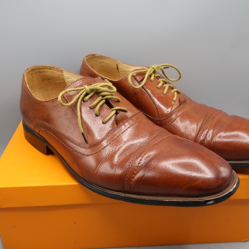 La Milano Palmer Mens Leather Tan‎ Oxfords Lace Dress Shoes Size 12